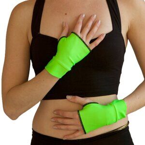 Dance Costume Gloves Neon Green Short Arm Cuffs Wetlook Cyber Cosplay UV Womens